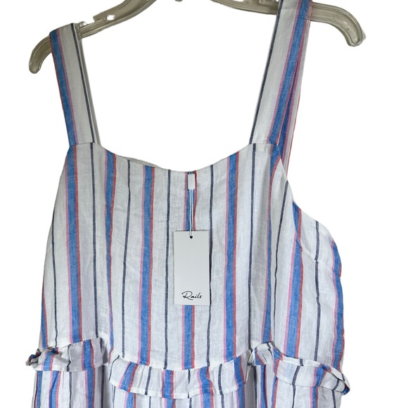 $198 Rails Sandy Tiered Dress in Tahiti Stripe size XL NWT Linen Rayon Cotton - Picture 11 of 16